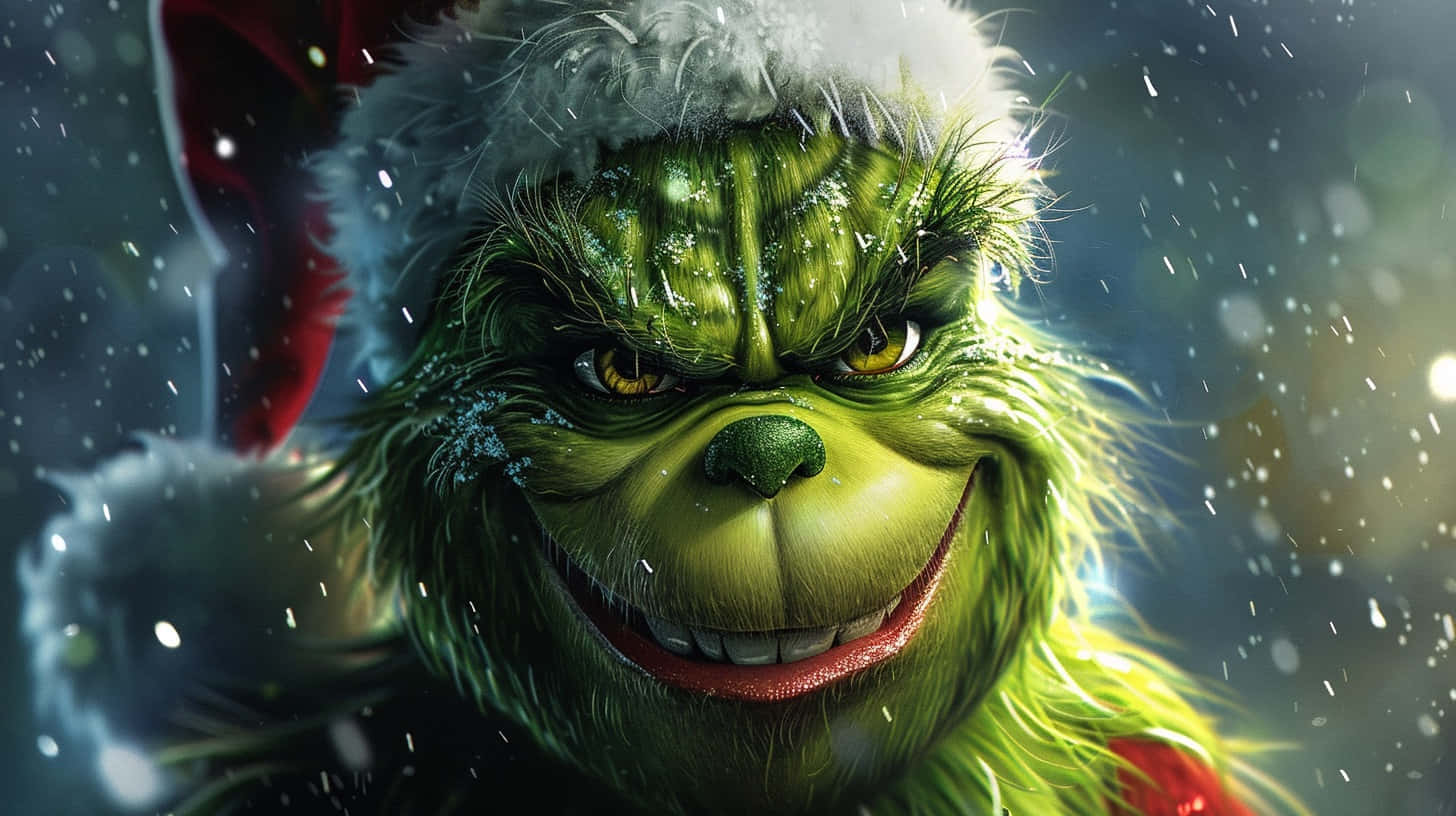 Grinch Smilingin Snowfall Wallpaper