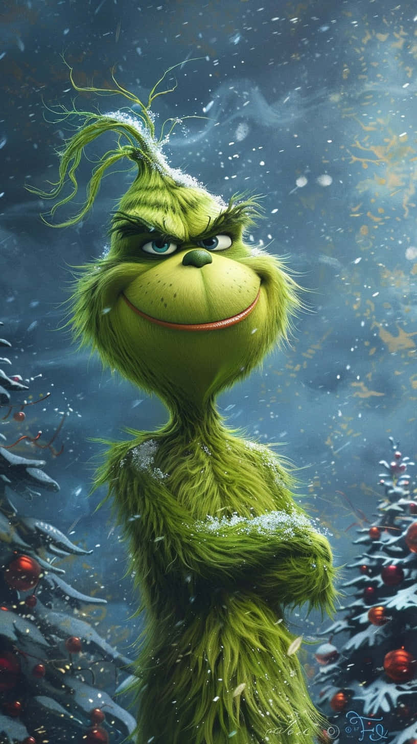 Grinch Smirkingin Snowfall.jpg Wallpaper