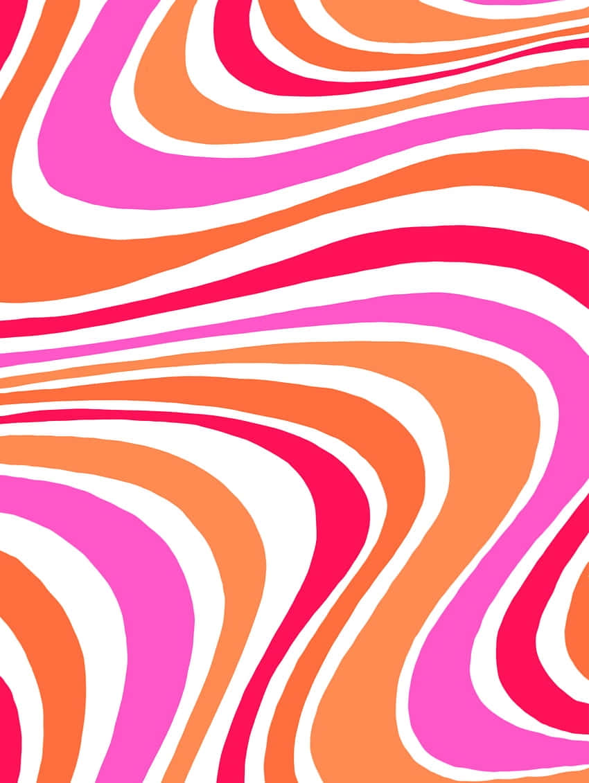 Groovy Pink Orange Waves Art Wallpaper