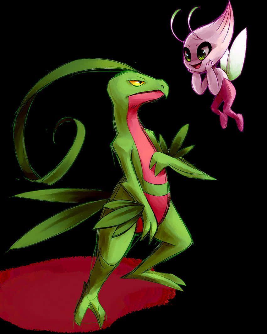 Grovyle With Shiny Celebi Wallpaper