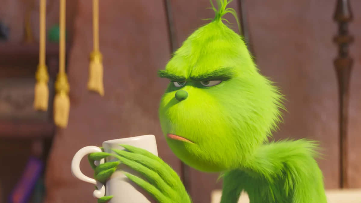 Grumpy Grinch With Coffee Wallpaper