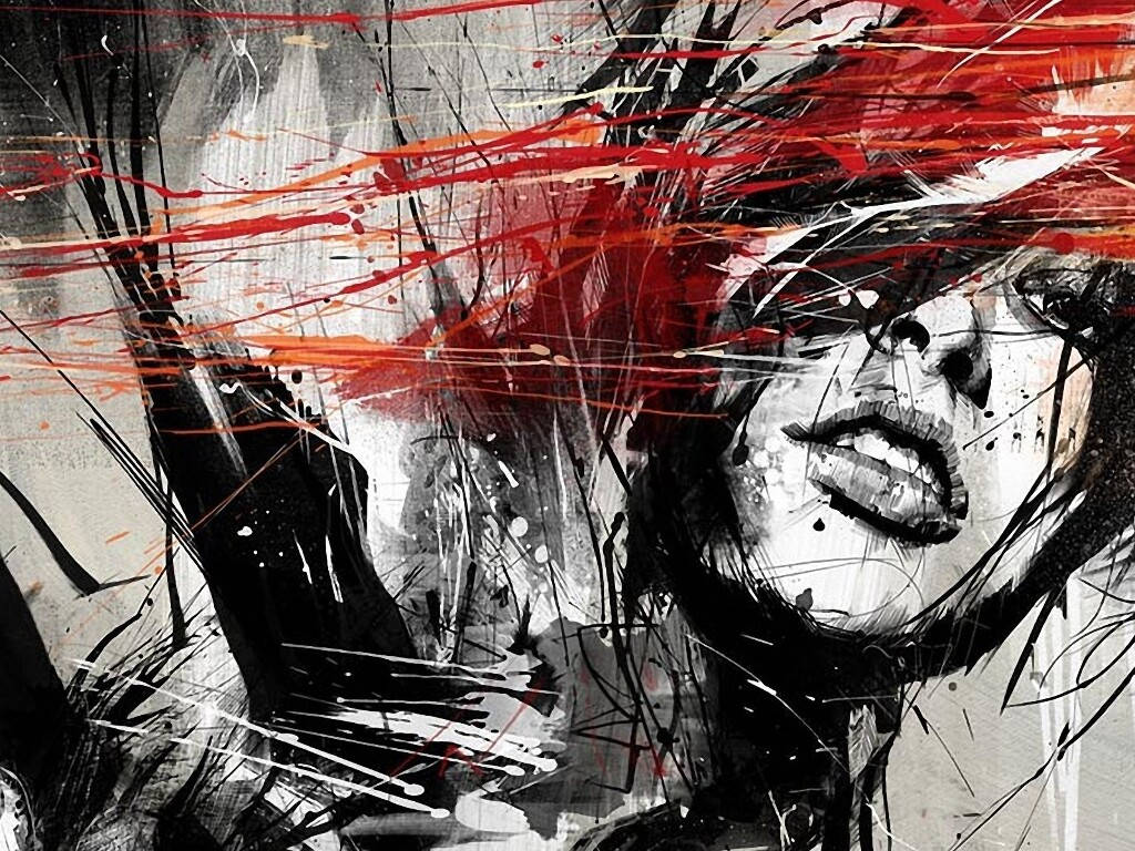 Grunge Glamour Woman Drawing Wallpaper