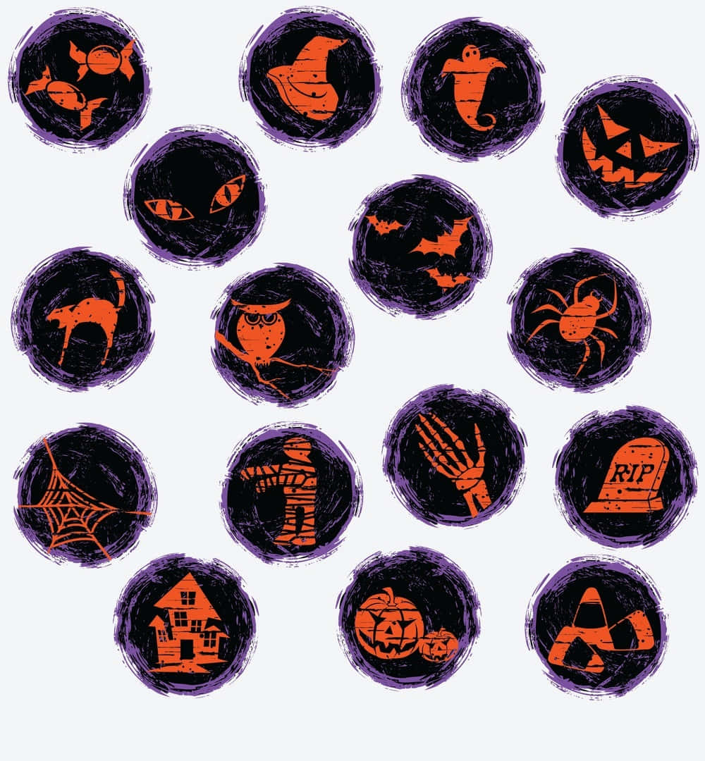 Grunge Halloween Icons Pattern Wallpaper