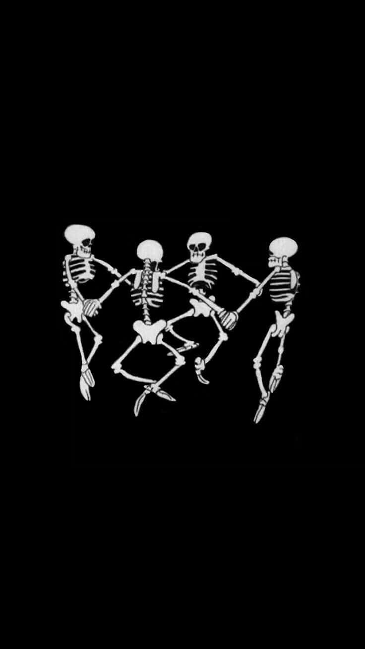 Grunge Halloween Skeletons Dance Wallpaper