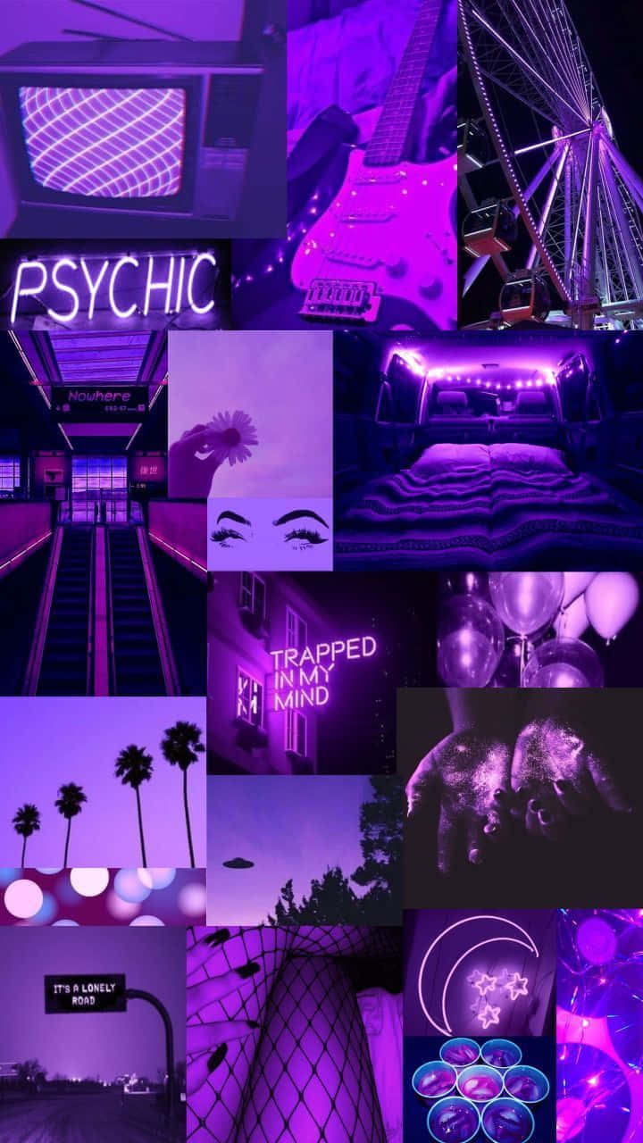 Grunge Neon Purple Aesthetic Collage Wallpaper