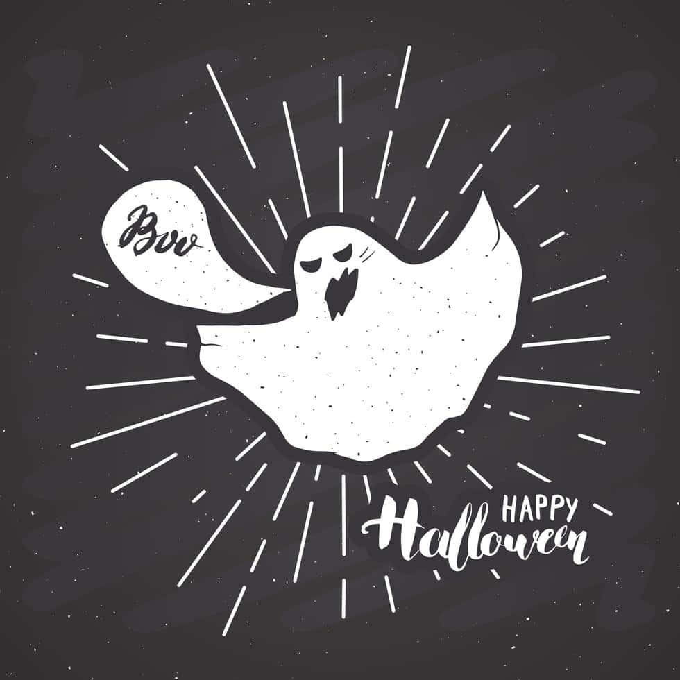 Grunge Style Ghost Halloween Greeting Wallpaper