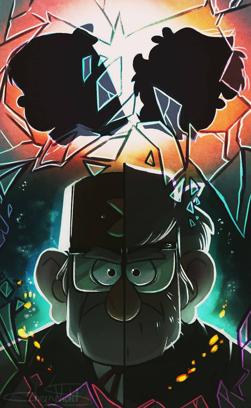 Grunkle Stan With Broken Mirrors Wallpaper