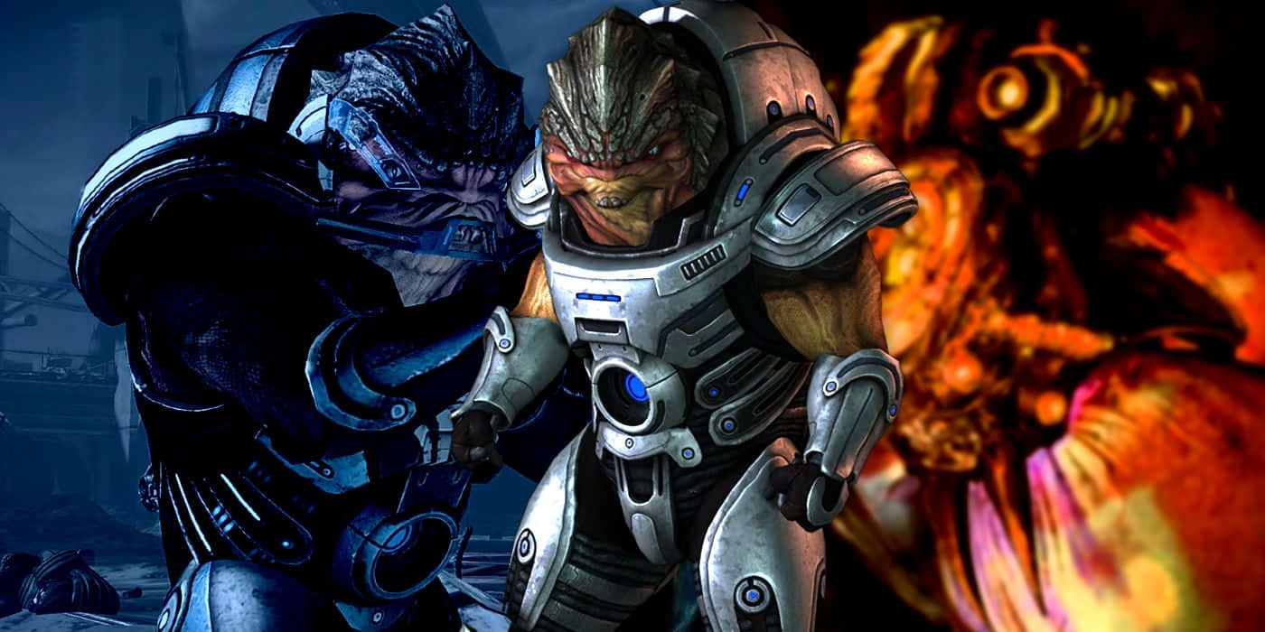 Grunt, The Formidable Krogan Squad Member From Mass Effect 2 And 3 Wallpaper