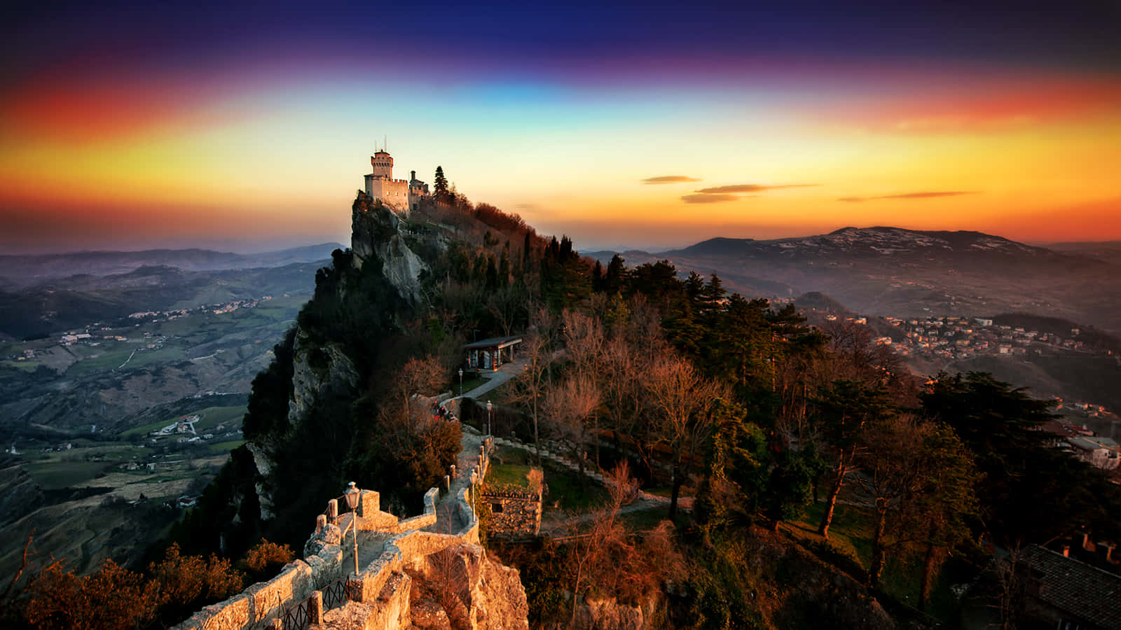 Guaita Tower Orange Blue Sunset Wallpaper