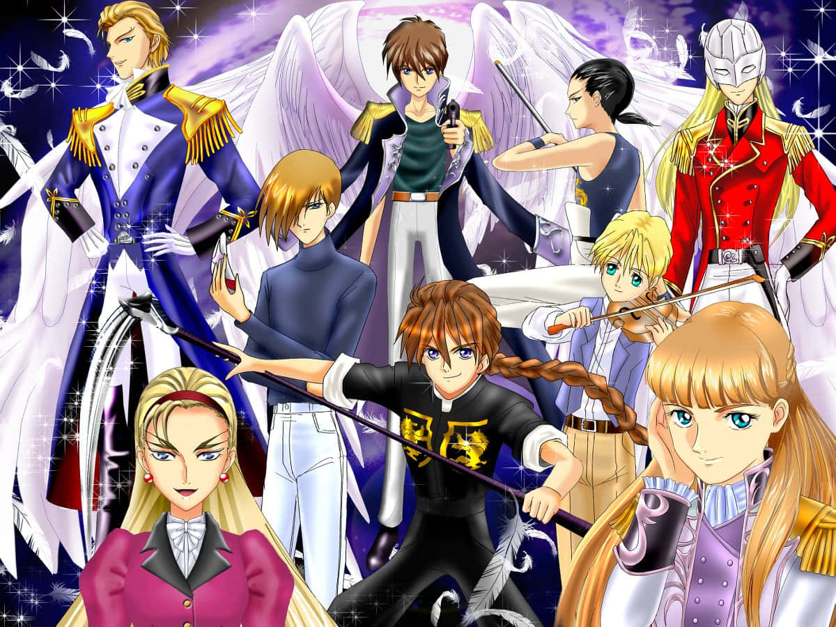 Gundam Wing Characters Galaxy Backdrop Wallpaper