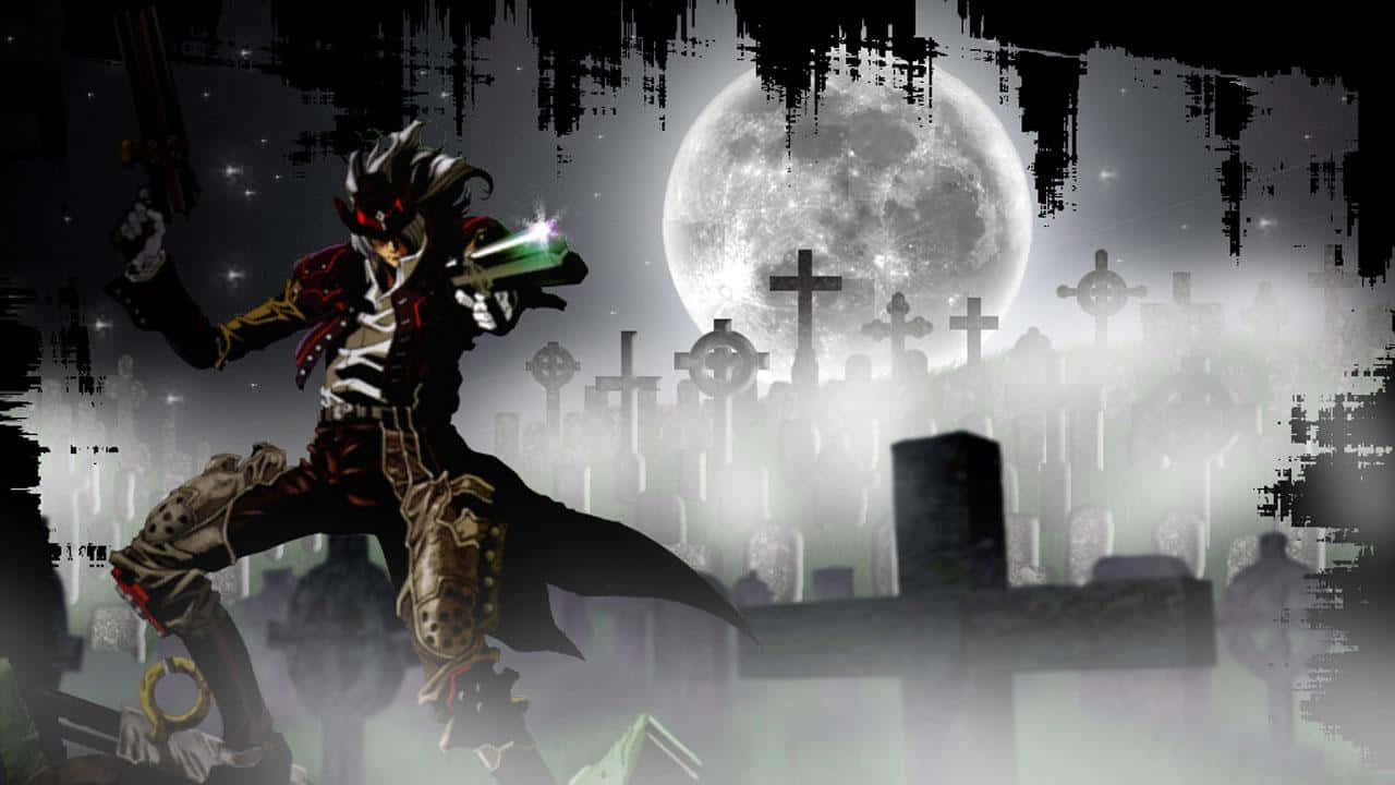 Gungrave Brandon Heat Moonlit Graveyard Wallpaper