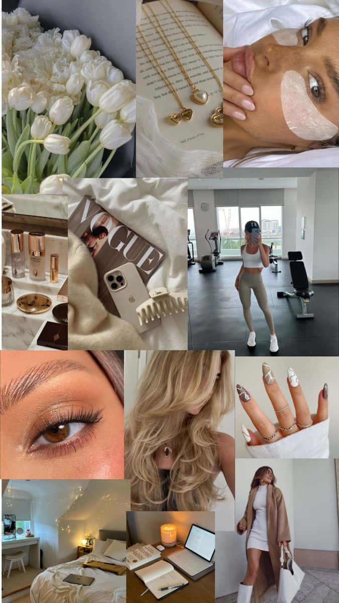 Gym Girl Lifestyle Aesthetic Collage.jpg Wallpaper