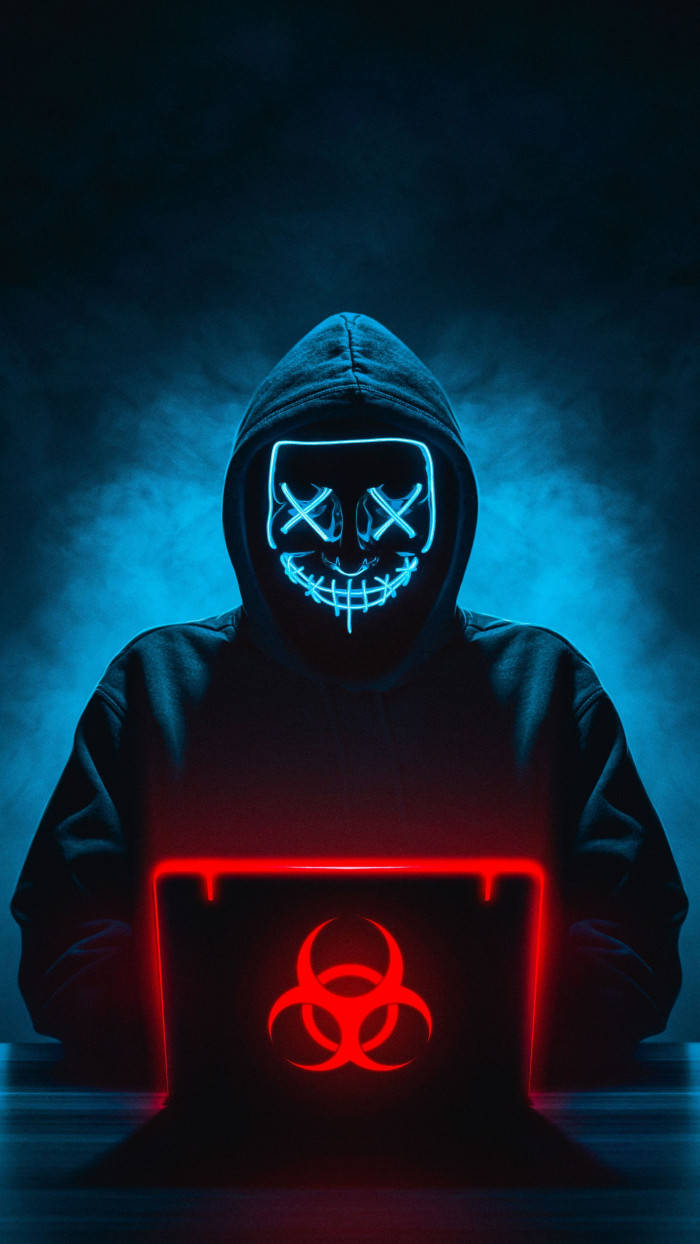 Hacker Red Light Up Laptop 3d Wallpaper