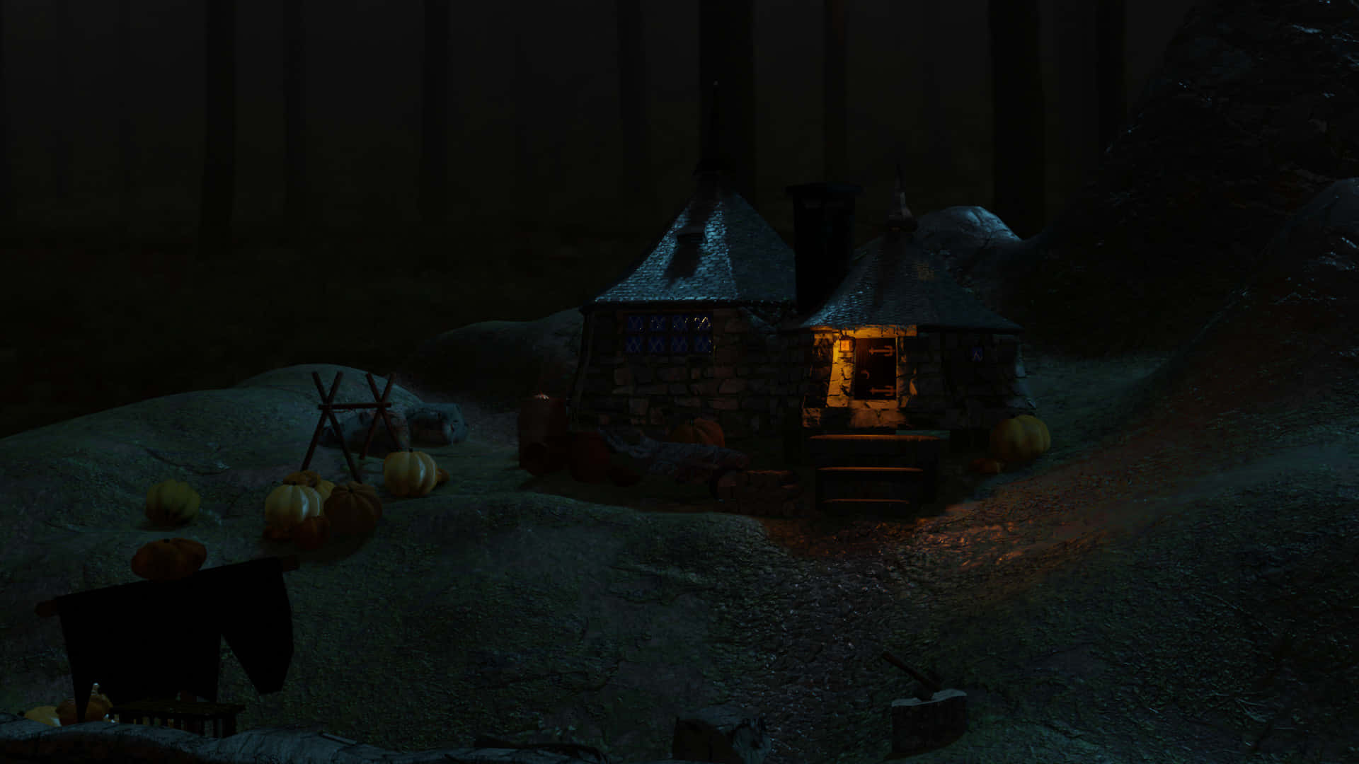 Hagrid's Cozy Hut At Hogwarts School Of Witchcraft And Wizardry Wallpaper