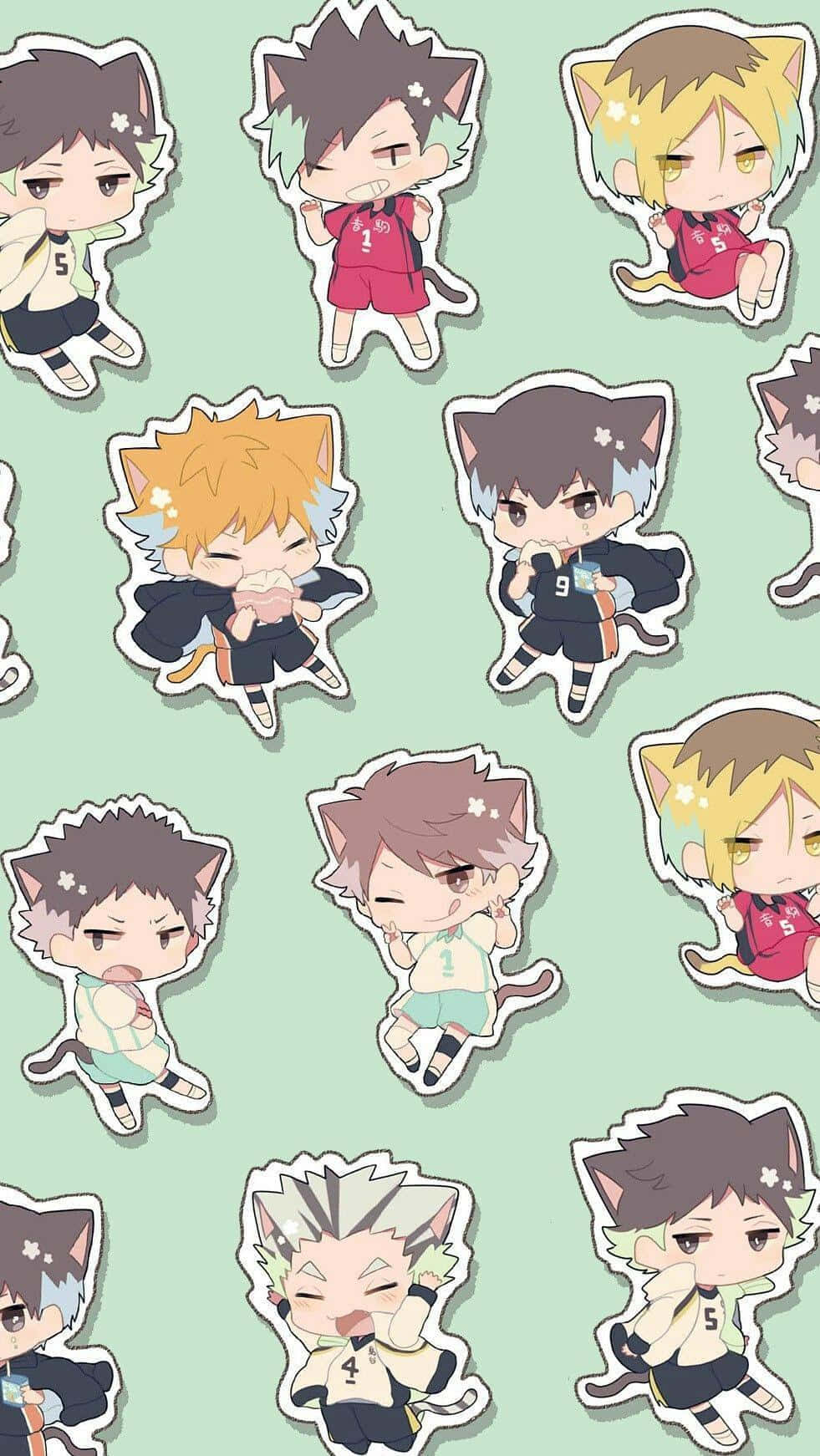 Haikyuu Chibi Characters Pattern Wallpaper