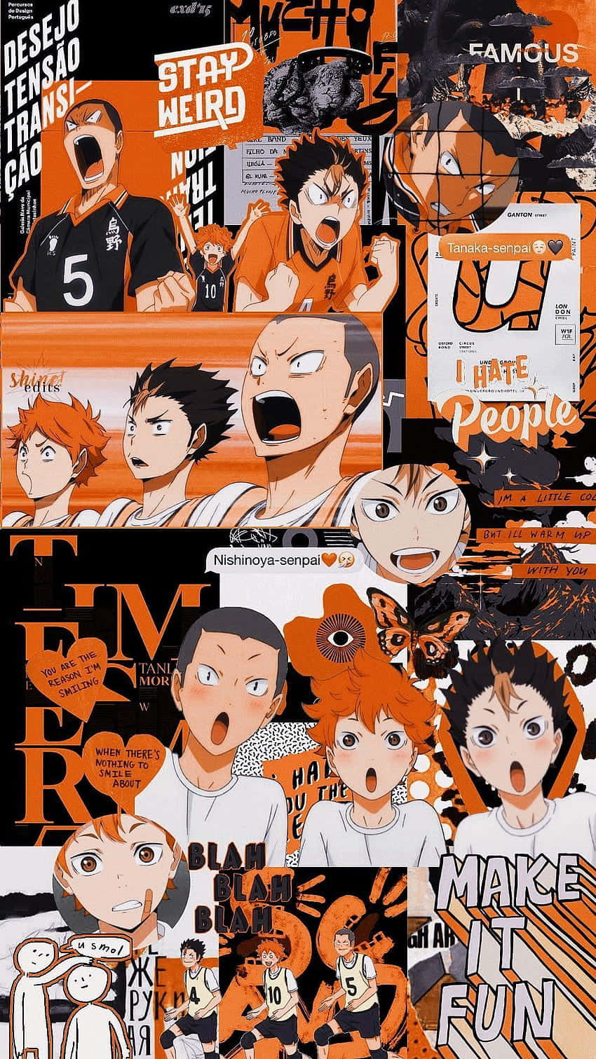 Haikyuu Collage Orange Black Theme Wallpaper