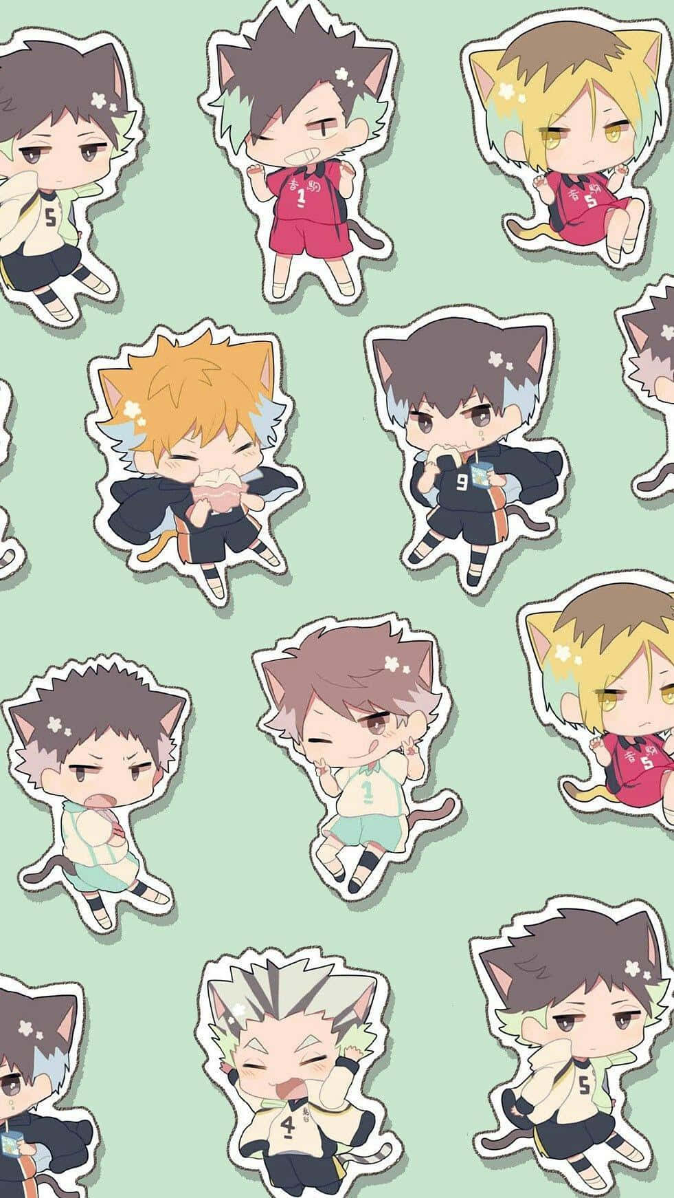 Haikyuu Iphone Animated Chibi Characters Wallpaper