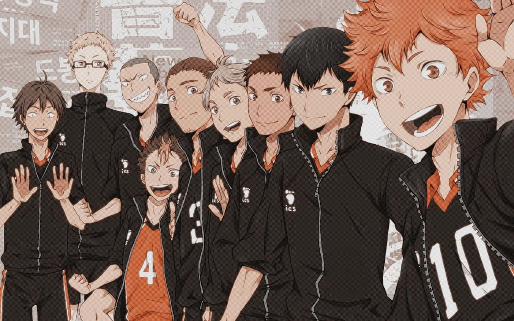 Haikyuu Team Karasuno Group Pose Wallpaper