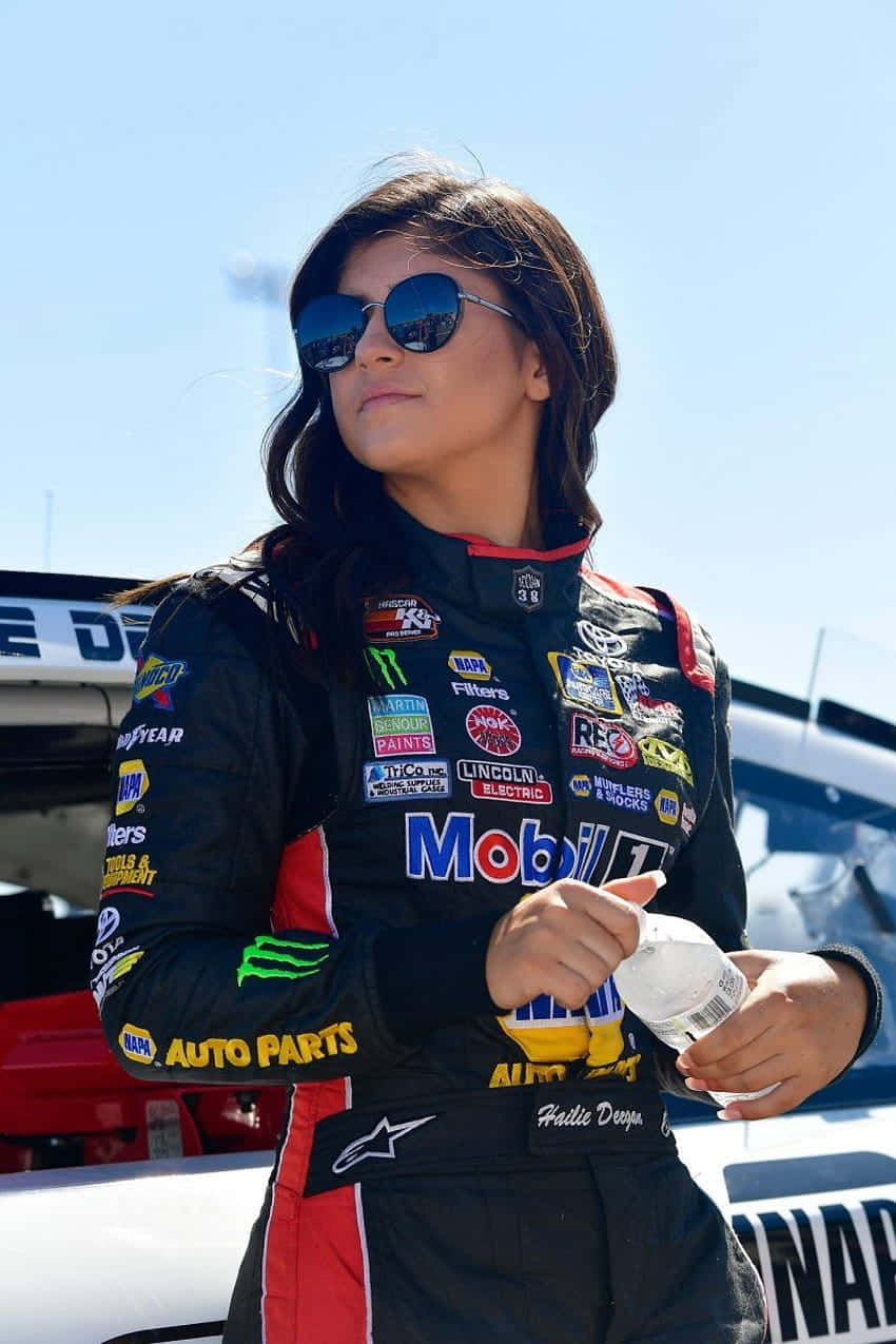 Hailie Deegan Racing Driver Portrait Wallpaper