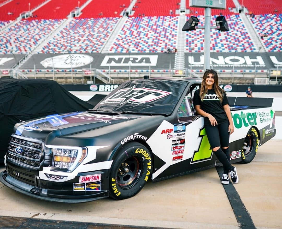 Hailie Deeganwith Race Truckat Bristol Motor Speedway Wallpaper