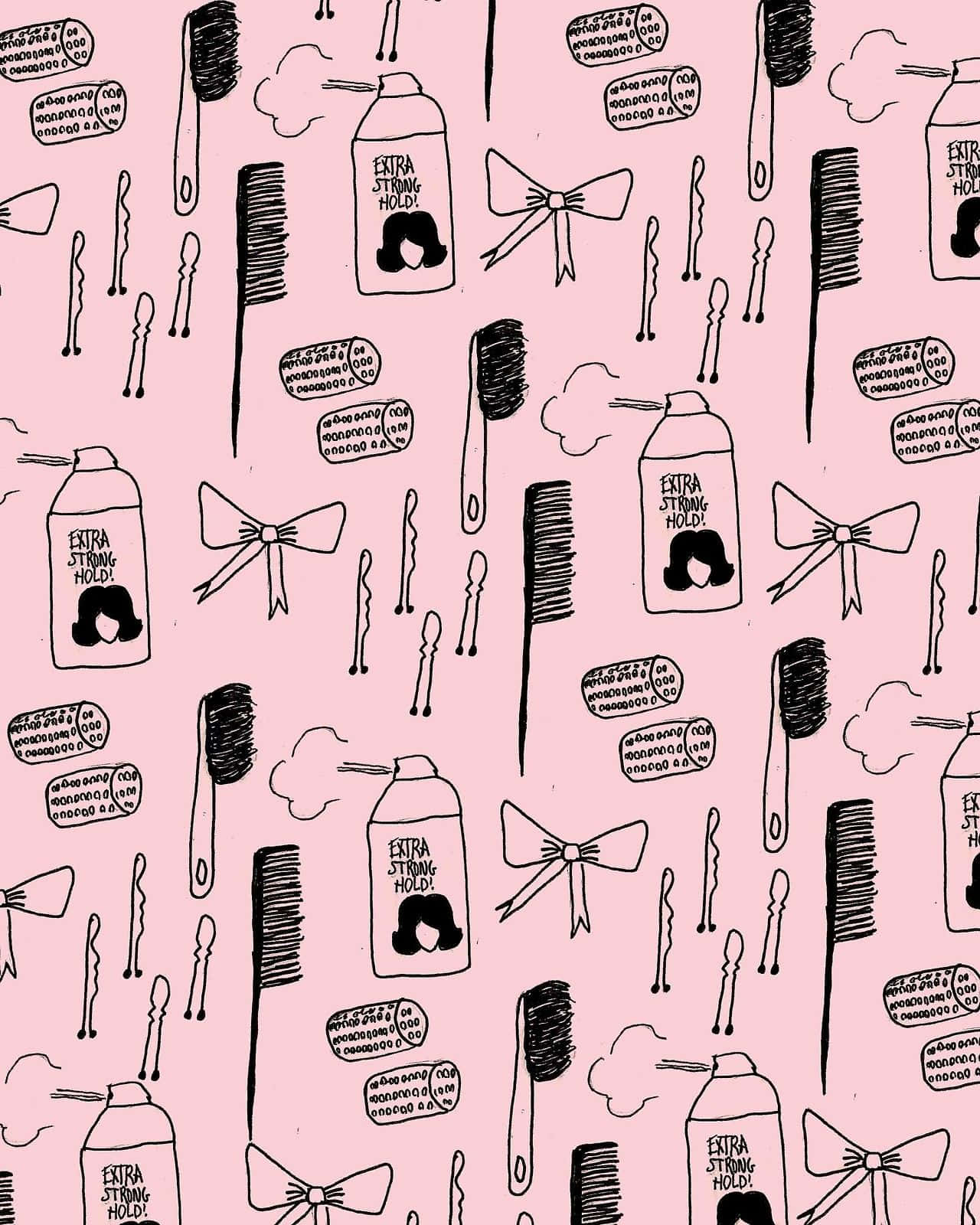 Hair Styling Tools Pattern Illustration Wallpaper