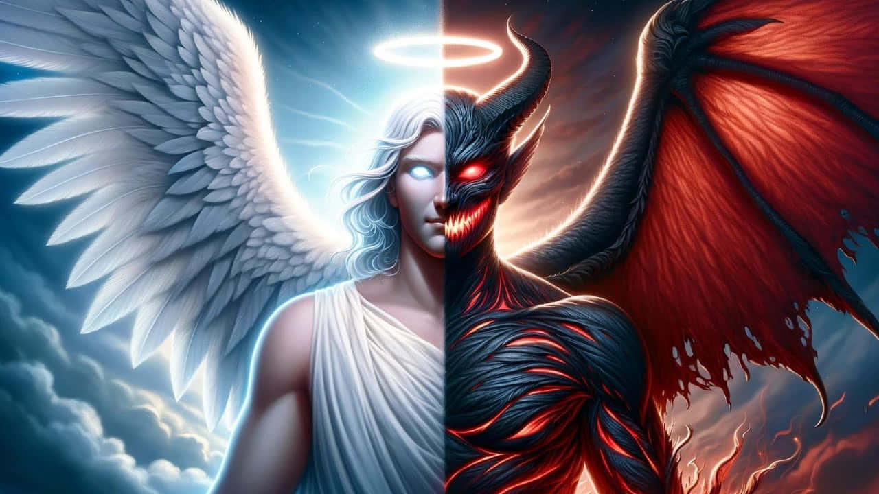 Half Angel Half Demon Duality Wallpaper