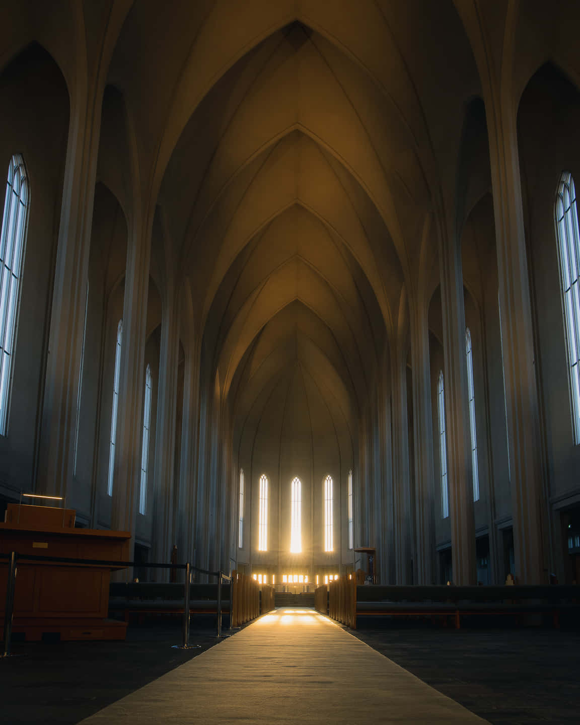 Hallgrimskirkja Dim Hallway Wallpaper