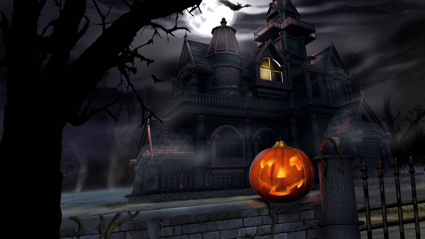 Halloween Manor Laptop Art Wallpaper