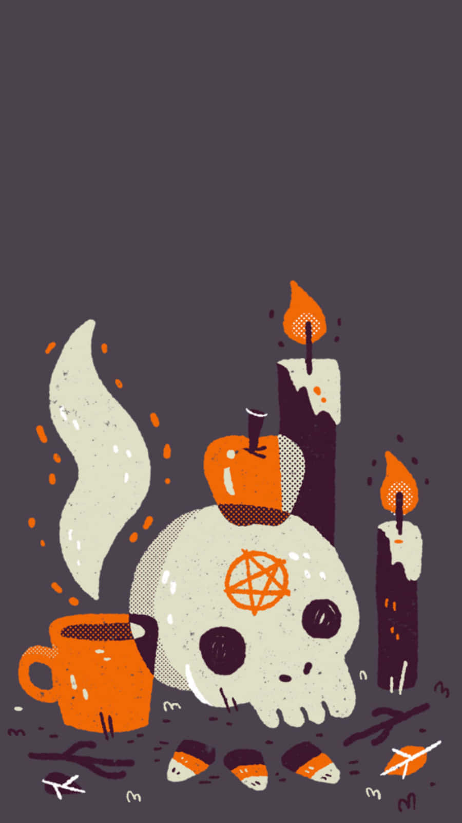 Halloween Skulland Candles Artwork Wallpaper