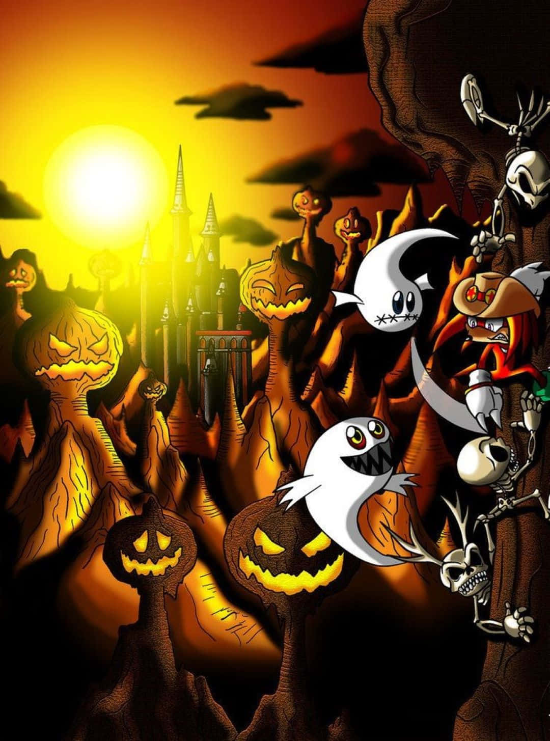 Halloween Themed Sonicand Friends Artwork Wallpaper