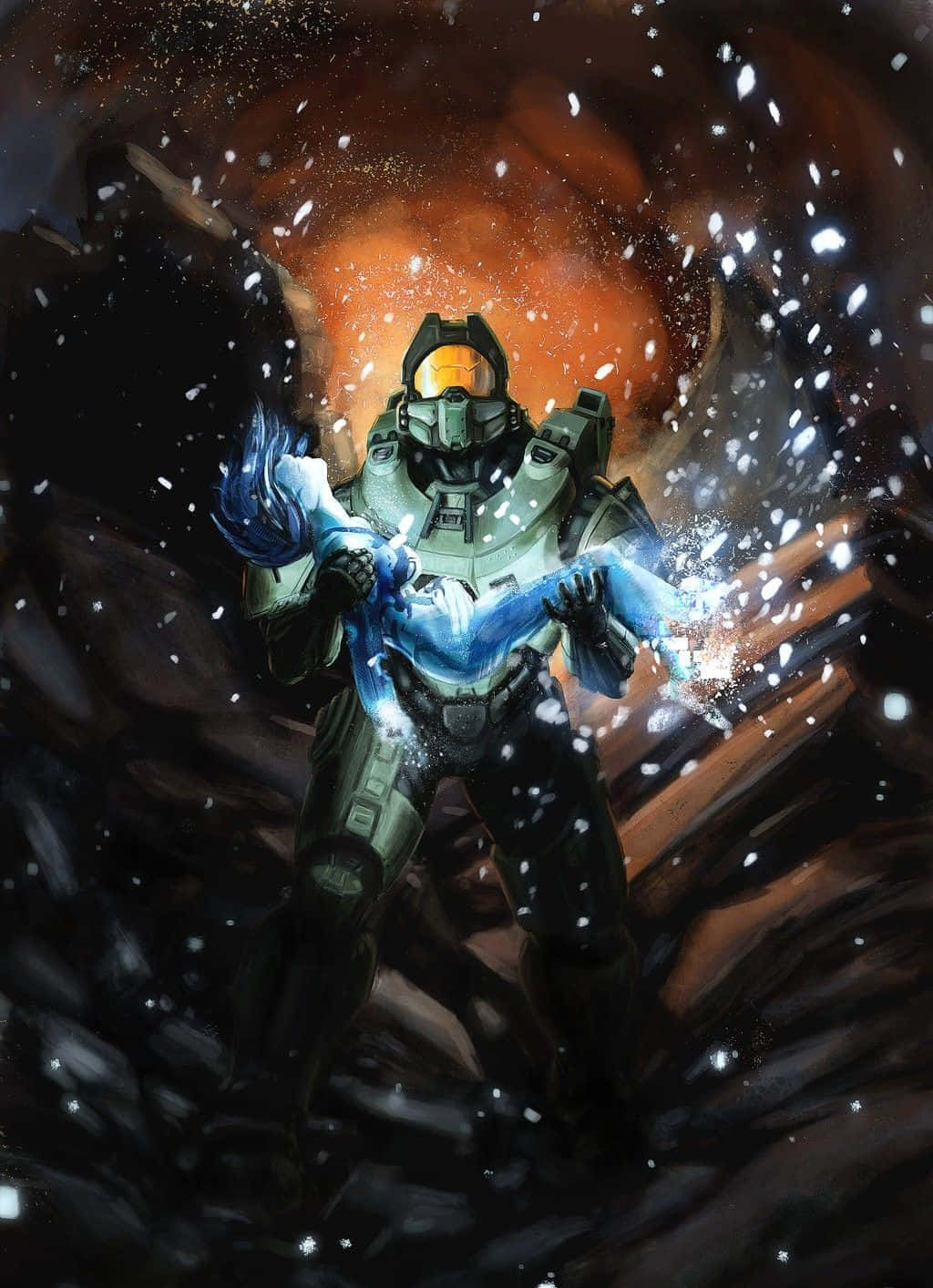 Halo's Ai, Cortana Against A Cosmic Backdrop Wallpaper