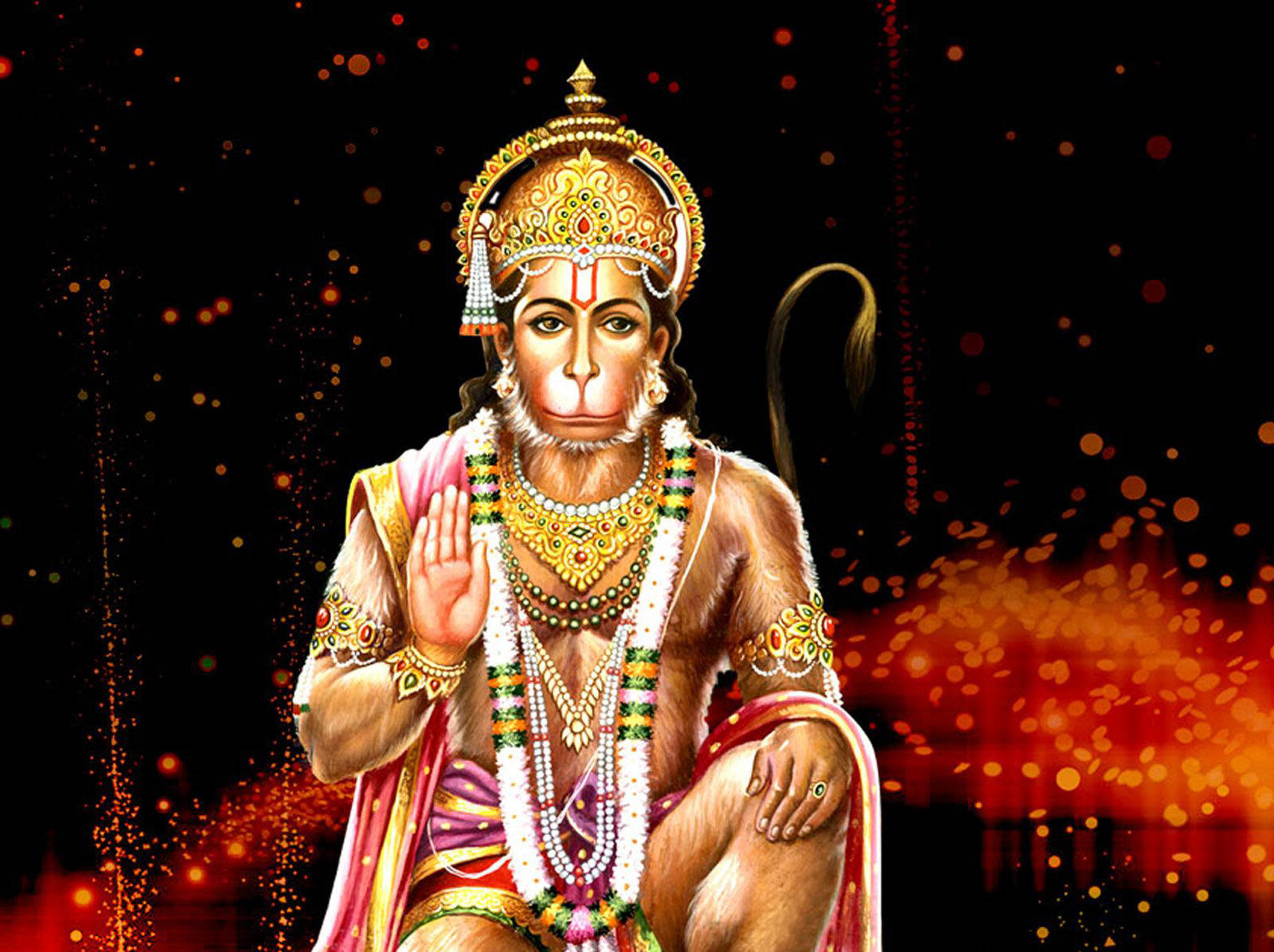 Hanuman Ji Hd Orange Lights Wallpaper