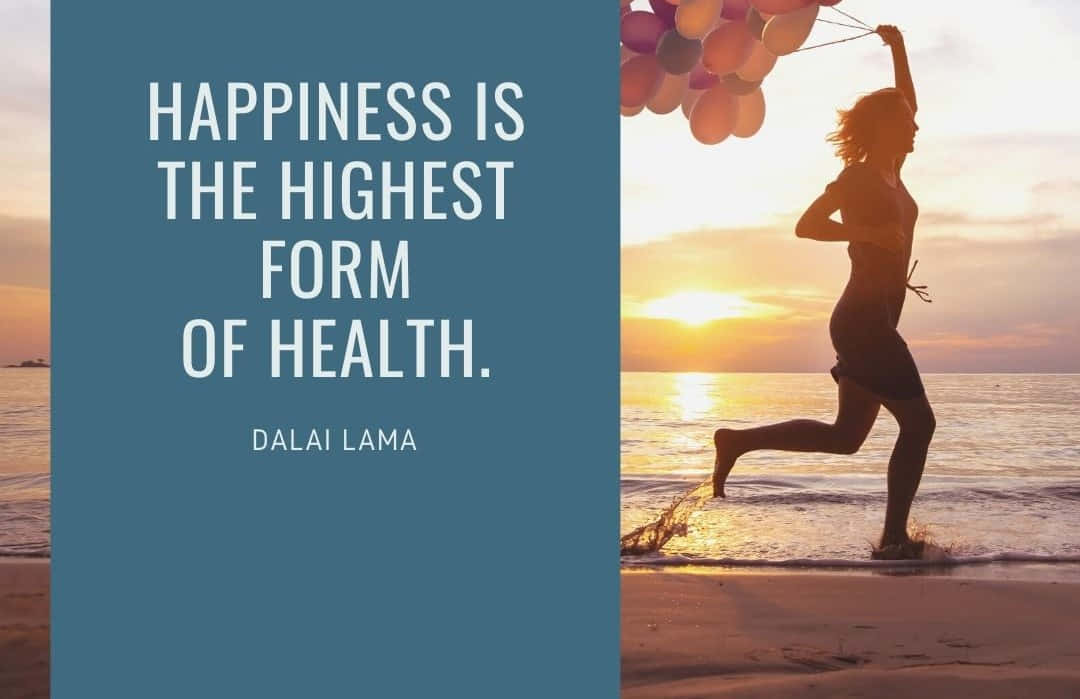 Happiness Health Quote Beach Run Wallpaper