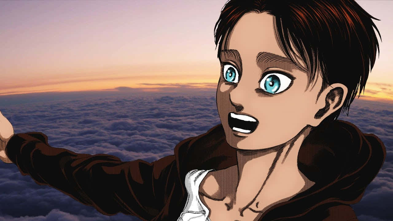 Happy Eren Yeager Pfp With Clouds Wallpaper