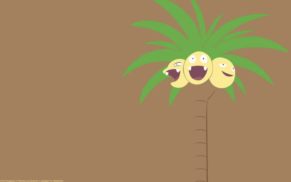 Happy Exeggutor In Brown Backdrop Wallpaper