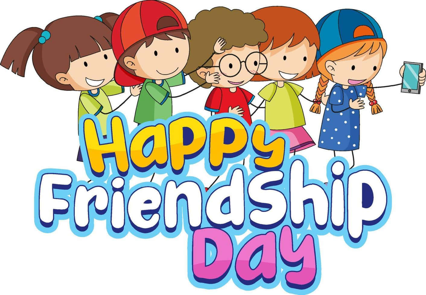 Happy Friendship Day Cartoon Kids Celebration Wallpaper