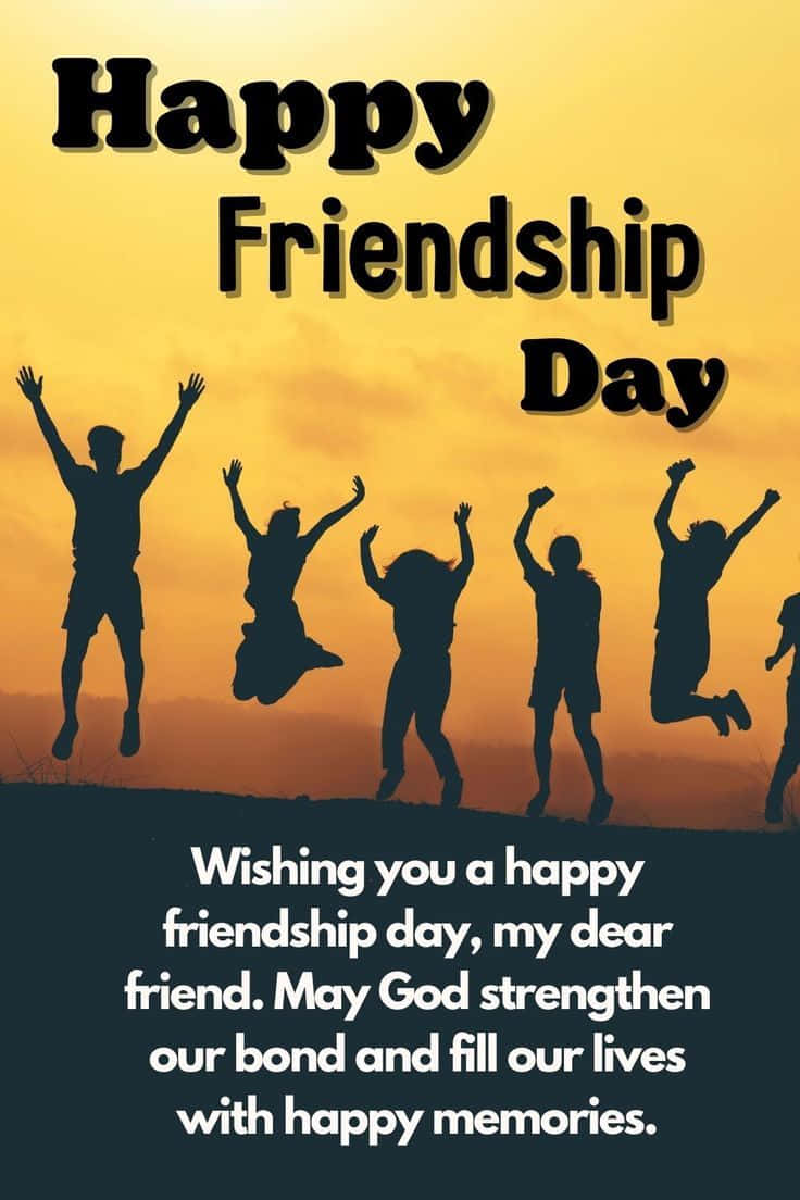 Happy Friendship Day Celebration Silhouettes Wallpaper