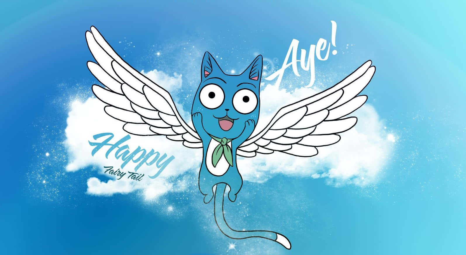 Happy From Fairy Tail Soaring Through The Sky Wallpaper