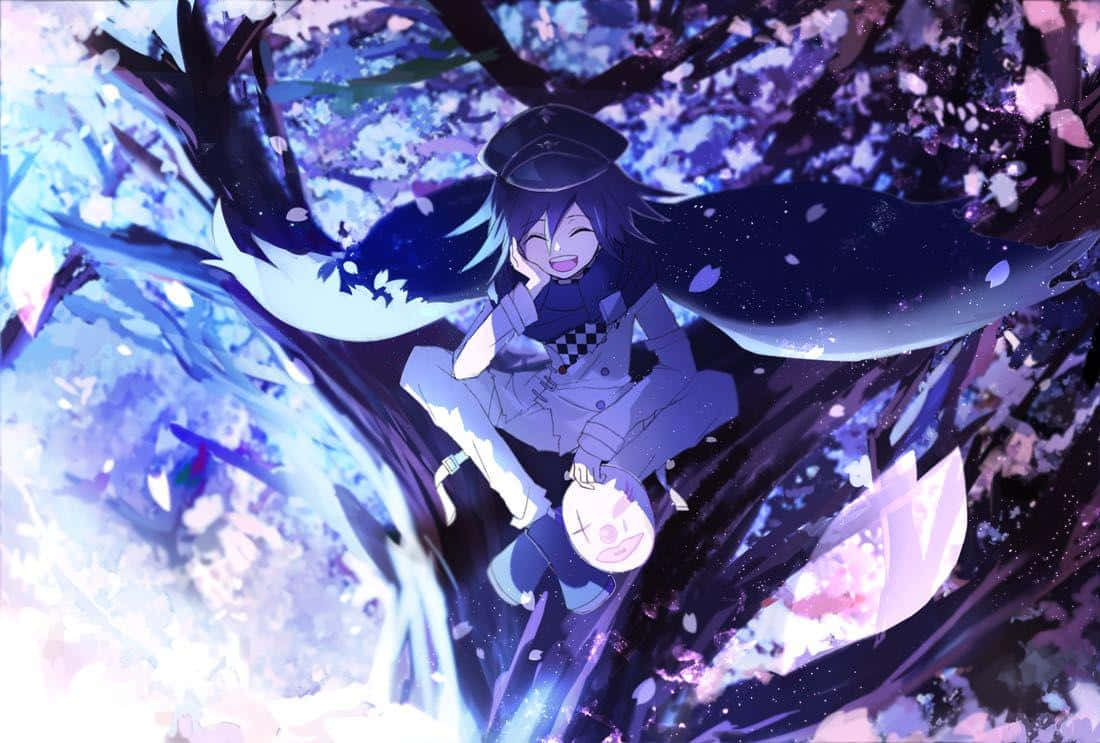 Happy Kokichi Ouma On Cherry Blosssom Wallpaper