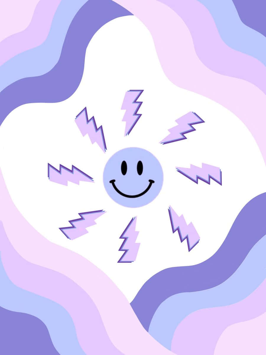 Happy Lightning Flower Purple Background Wallpaper