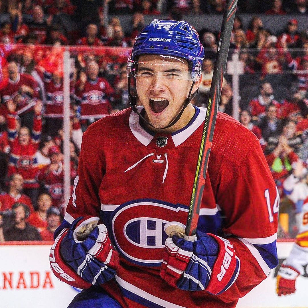 Happy Nick Suzuki Montreal Canadiens Center Wallpaper