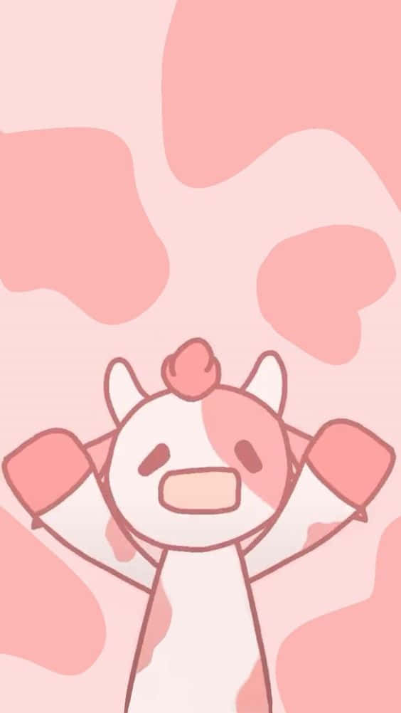 Happy Pink Cow Cartoon Wallpaper