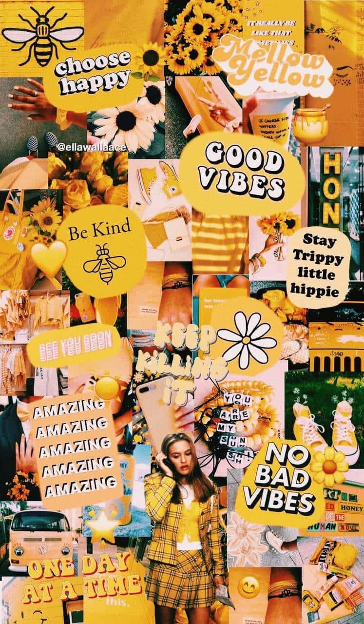 Happy Yellow Aesthetic Collage Wallpaper