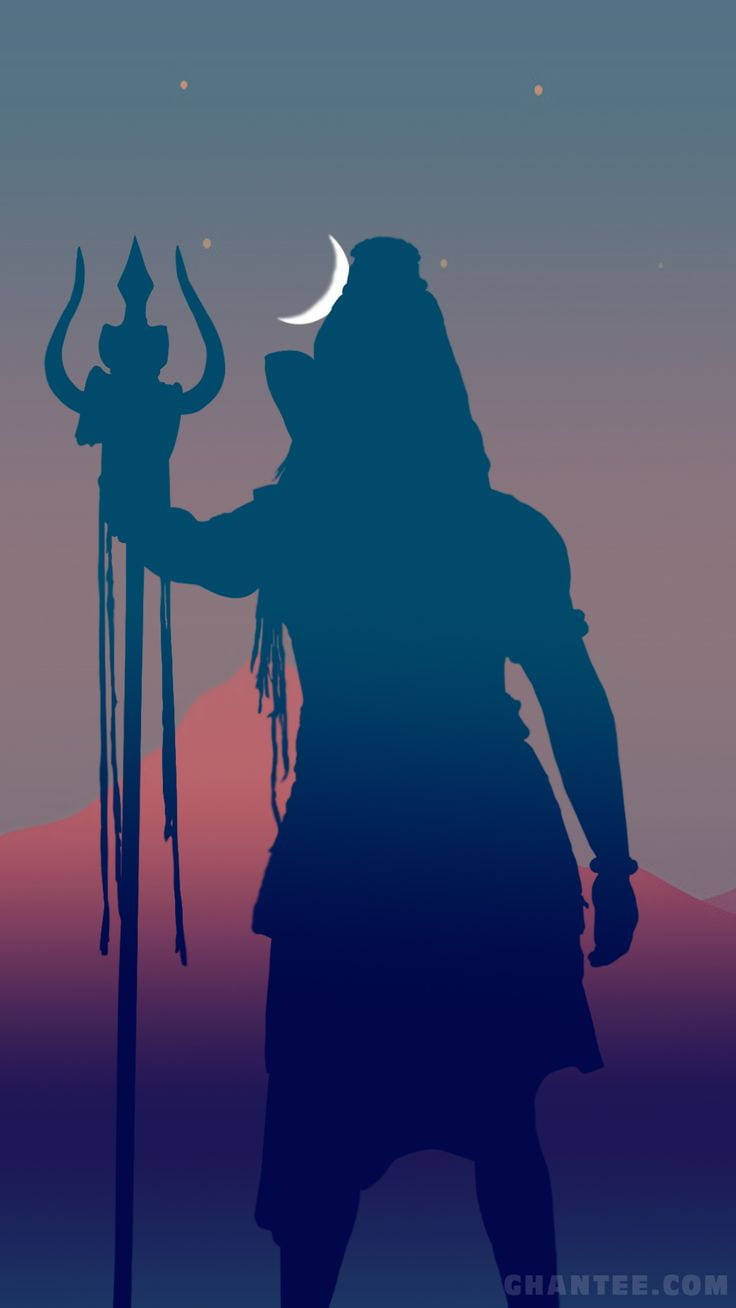 Har Har Mahadev Ombre Silhouette Wallpaper