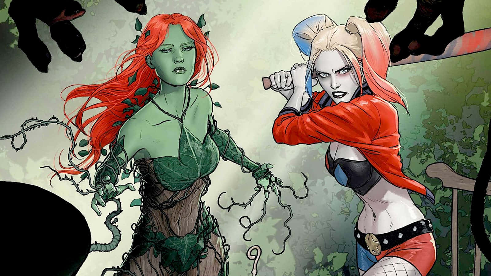 Harley Quinn And Poison Ivy: Unstoppable Duo Wallpaper