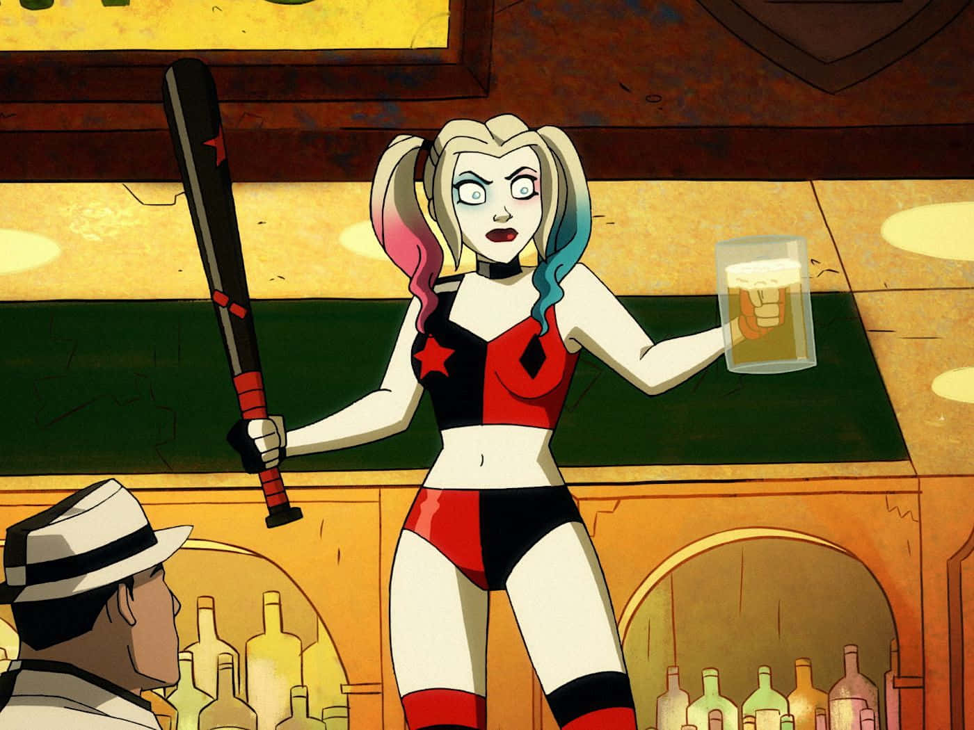 Harley Quinn In Her Vibrant And Action-packed Anime Series Wallpaper