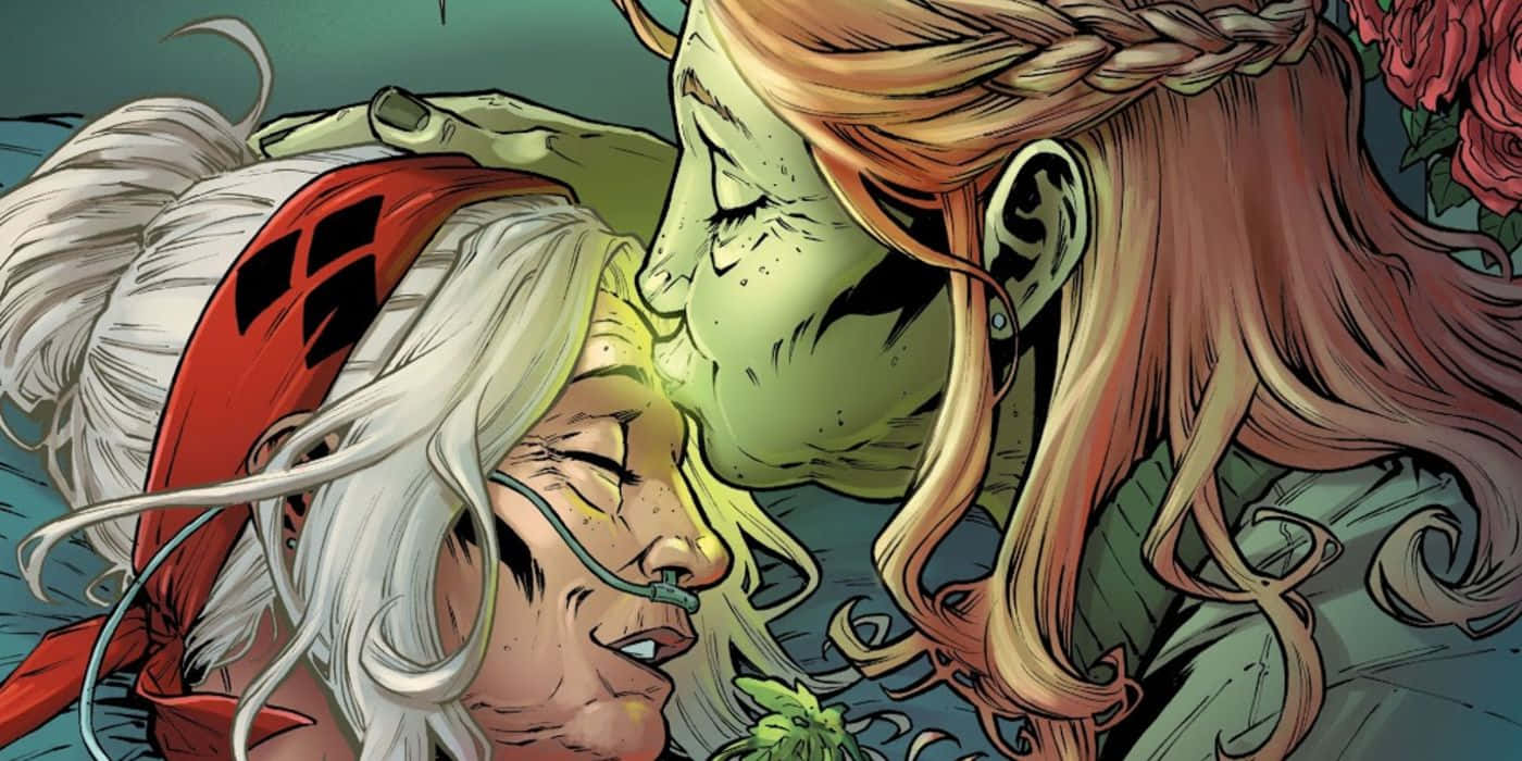 Harley Quinn Poison Ivy Intimate Moment Wallpaper