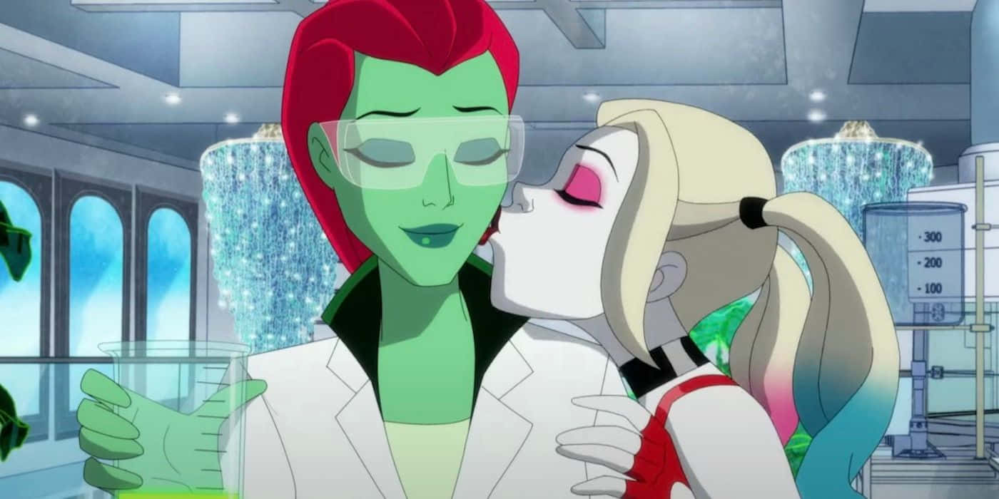 Harley Quinn Poison Ivy Kiss Wallpaper