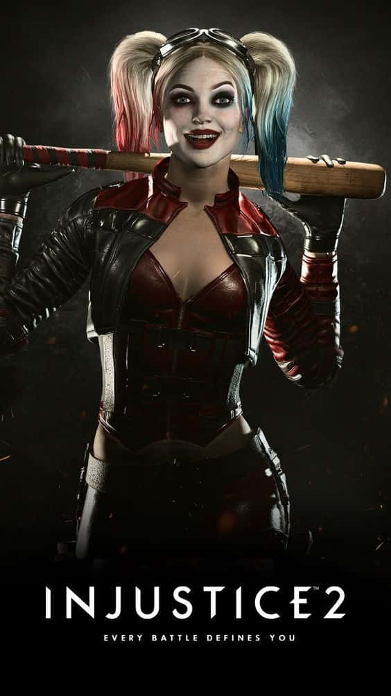 Harley Quinn Showing Her Fighting Spirit In Injustice 2 Wallpaper