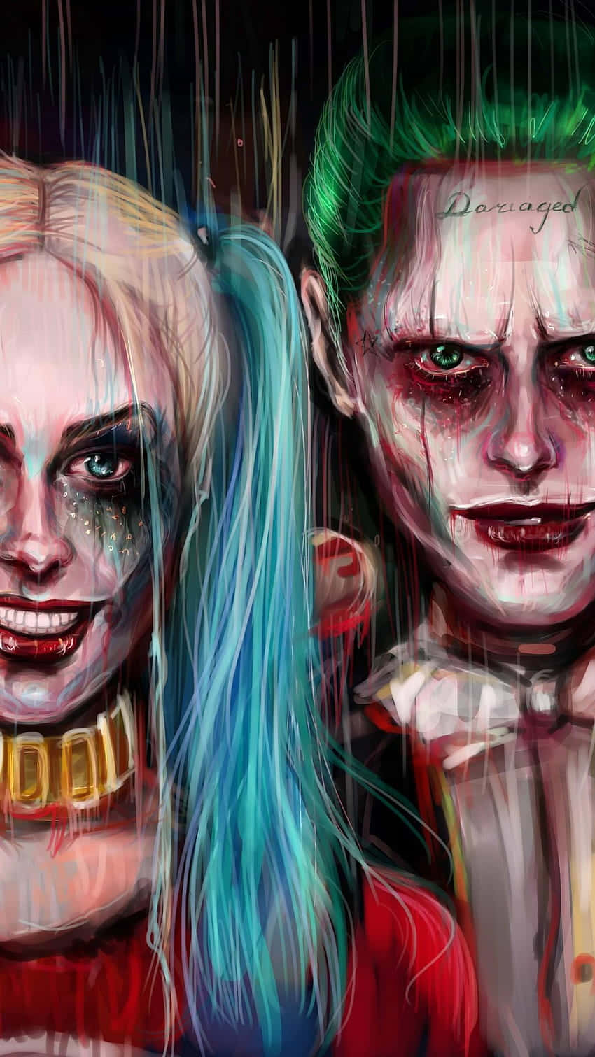 Harley Quinnand Joker Artistic Portrait Wallpaper